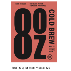 8OZ COLDBREW STICKER RED (1000 PCS X PKT)